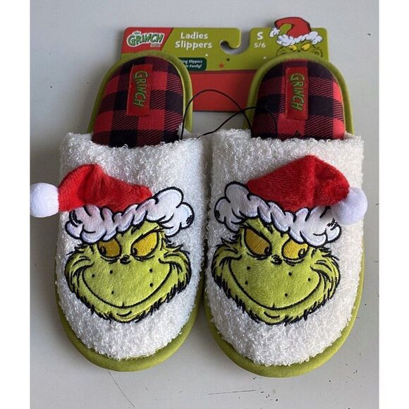 Dr. Seuss Shoes - Dr. Seuss How The Grinch Stole Christmas Holiday Slippers Women’s Sz S 5/6 NEW